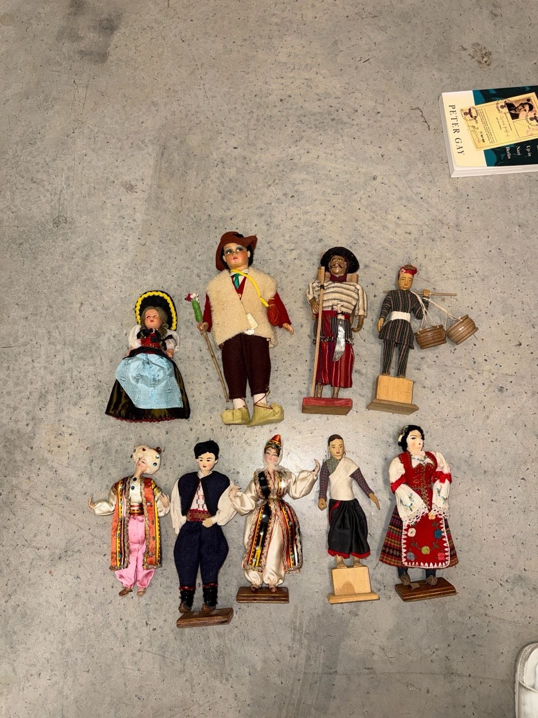 Vintage Lot of 9 International Folk Art Souvenir Dolls Including Italian and Eas