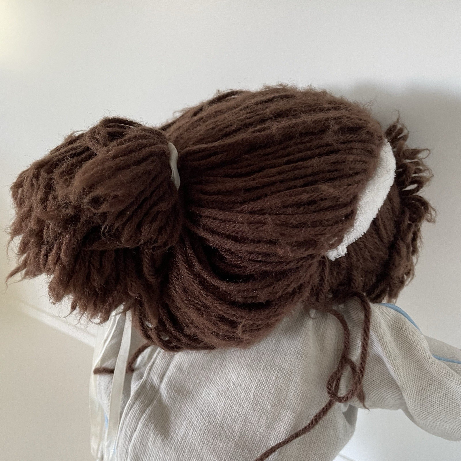 Cabbage Patch Kids Doll Gray Sweats Suit Cat Brown Hair Eyes Mold 2 Vintage 1984