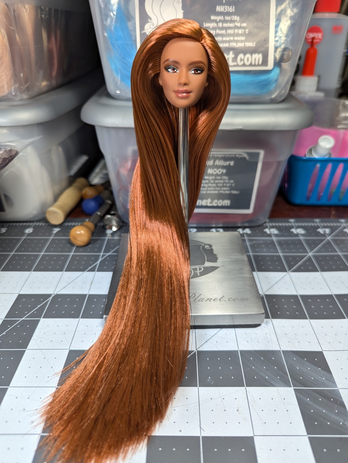 OOAK Custom Reroot Barbie Basics Neutral Kit 2 Tango Ginger Brwn Saran HEAD ONLY