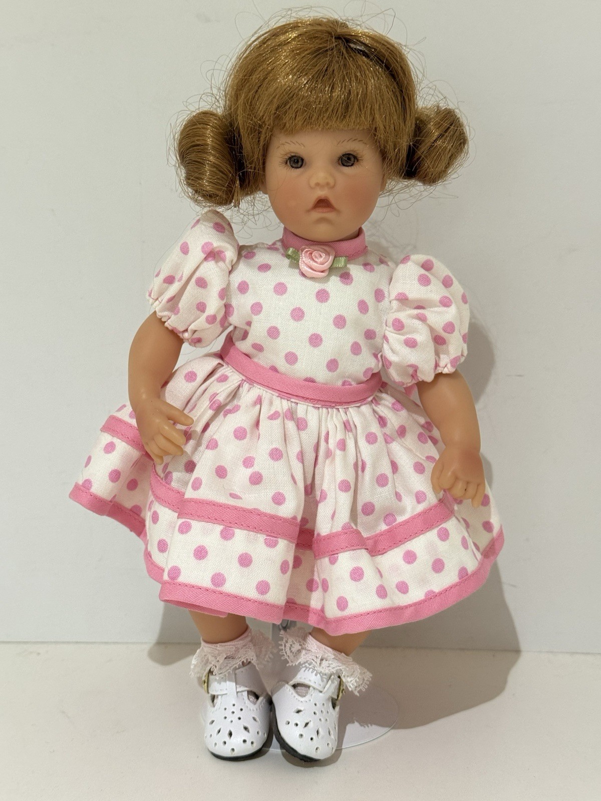 Lee Middleton Doll 9” Miniature Baby Doll In Pink Polka Dots