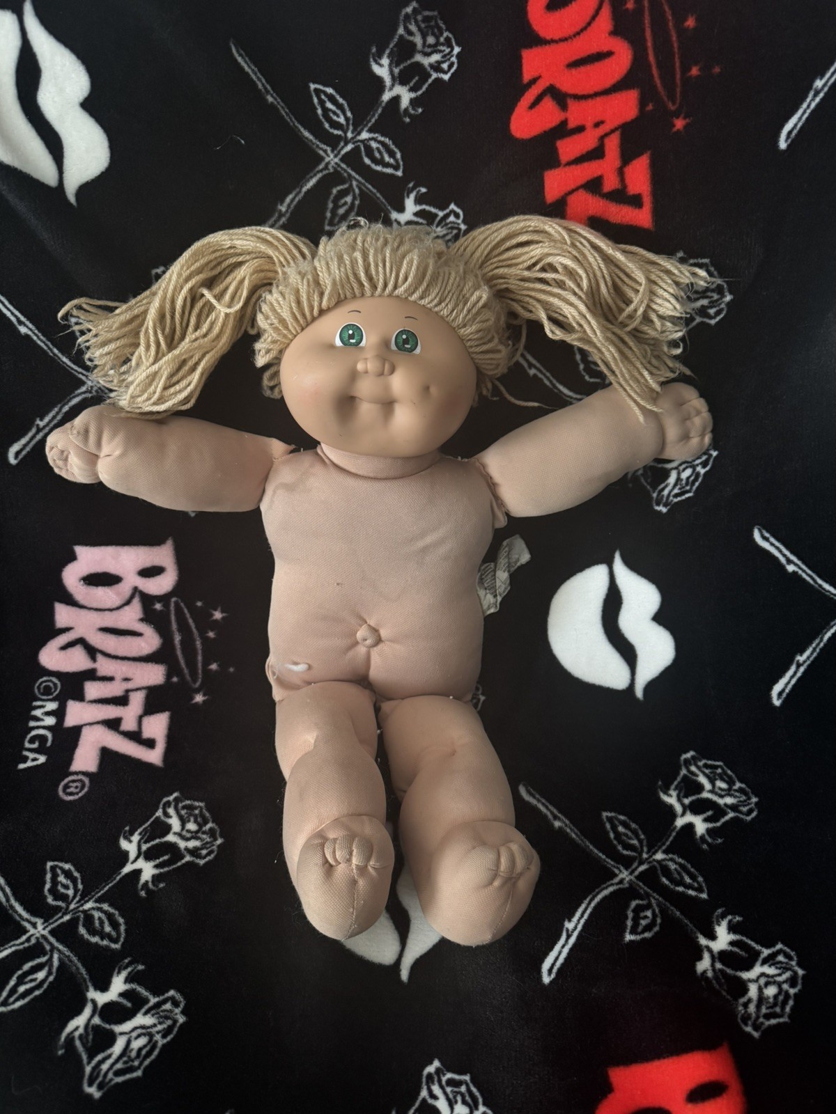 Vintage Cabbage Patch Doll 1978 1982 Blonde/light brown Hair Pigtails Green Eyes