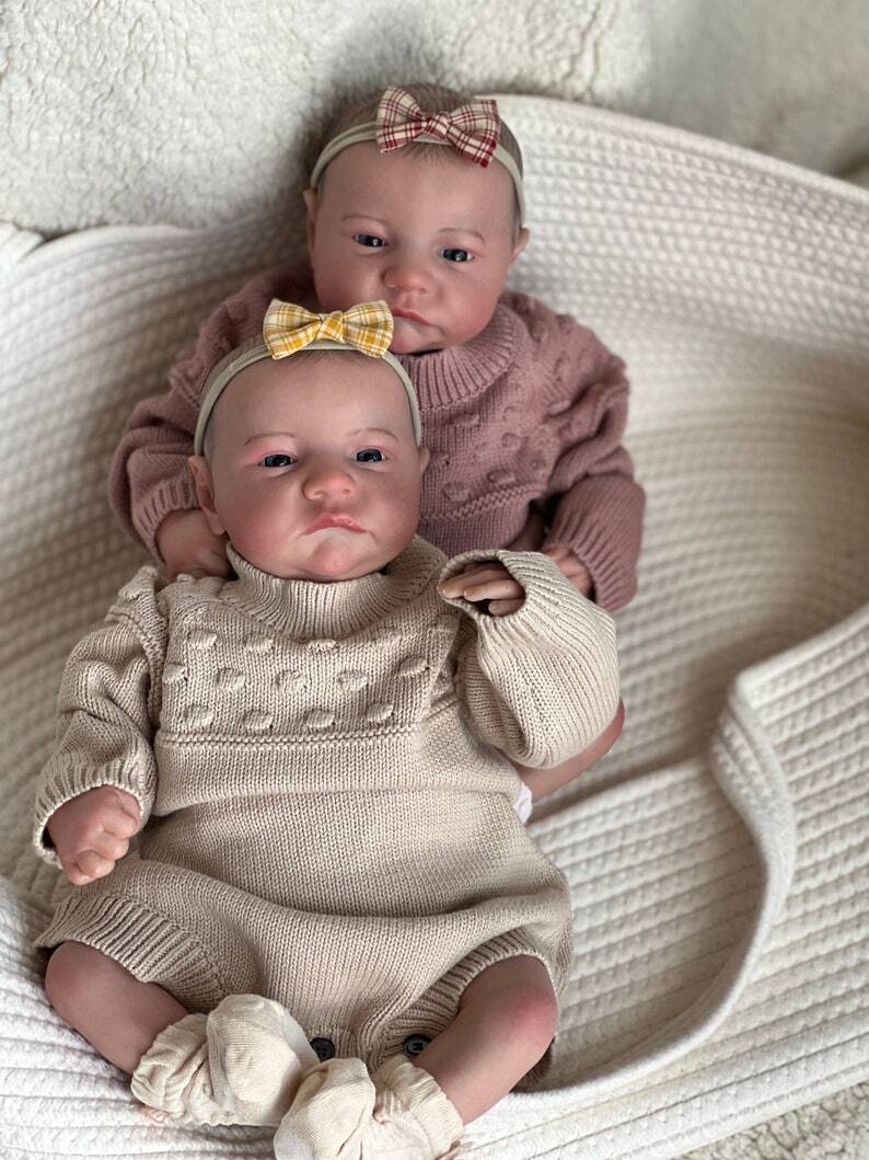 Reborn Twins Newborn Baby 19″ Poseable Realistic Baby Doll Lifelike Reborn Dolls