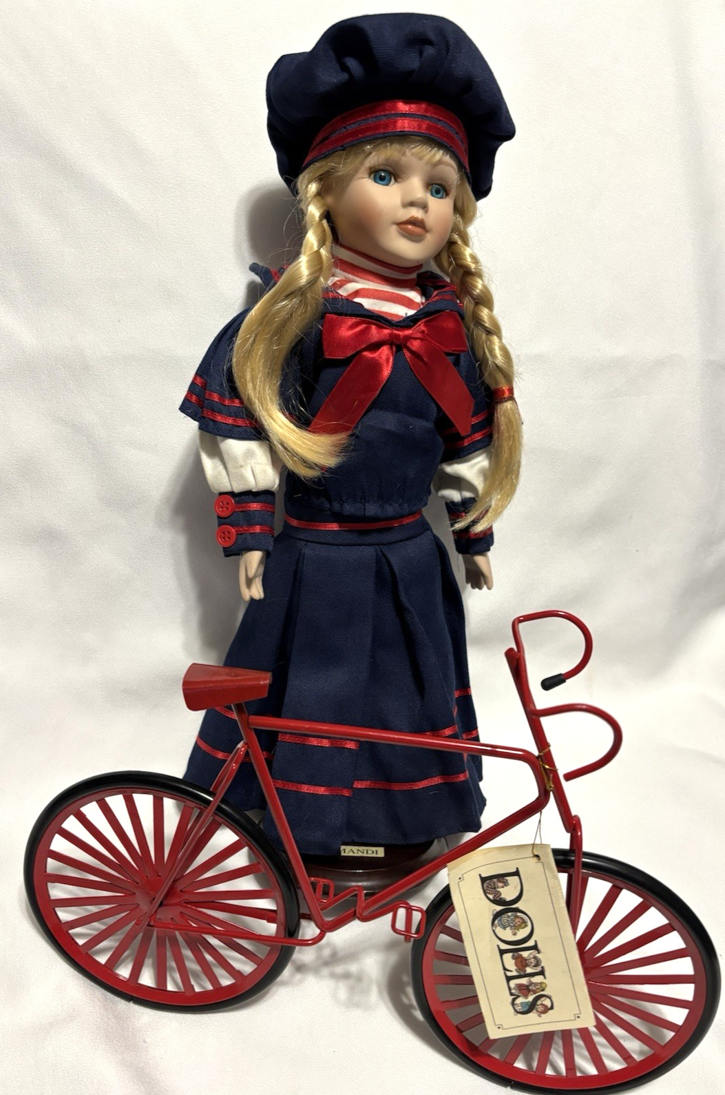 2004 Mandi Design Limited Edition Porcelain Doll With Red Bicycle!!
