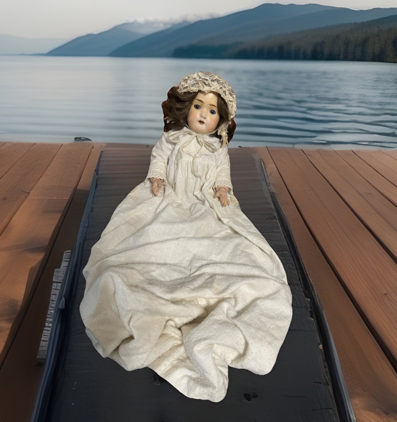 Vintage Composition Doll 16″ Open Mouth Teeth Glass Sleep Eyes PLEASE READ