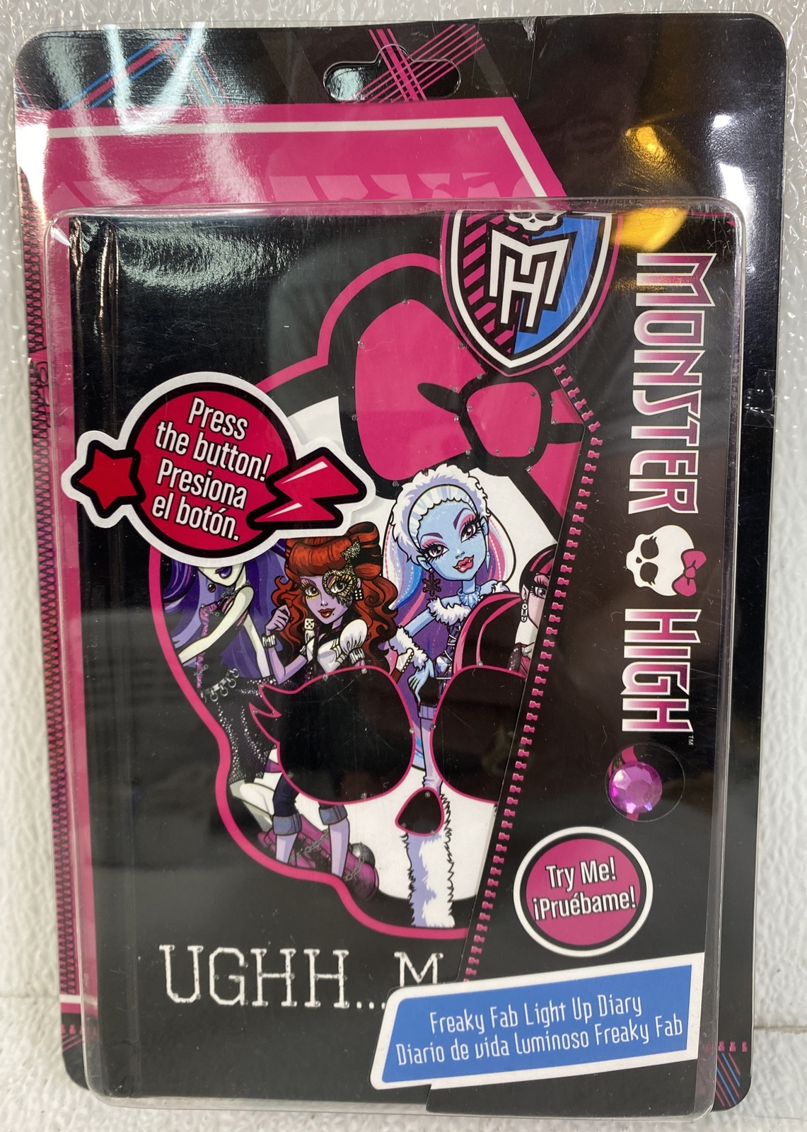 Monster High – Freaky Fab Light Up Diary (Mattel, 2013) *NEW* 4.9″x6.9″ 192 Page