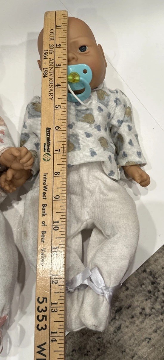 2 Jessmar Anatomically Correct Baby Dolls W/Outfits Pacifiers Lot Boy & Girl Lot
