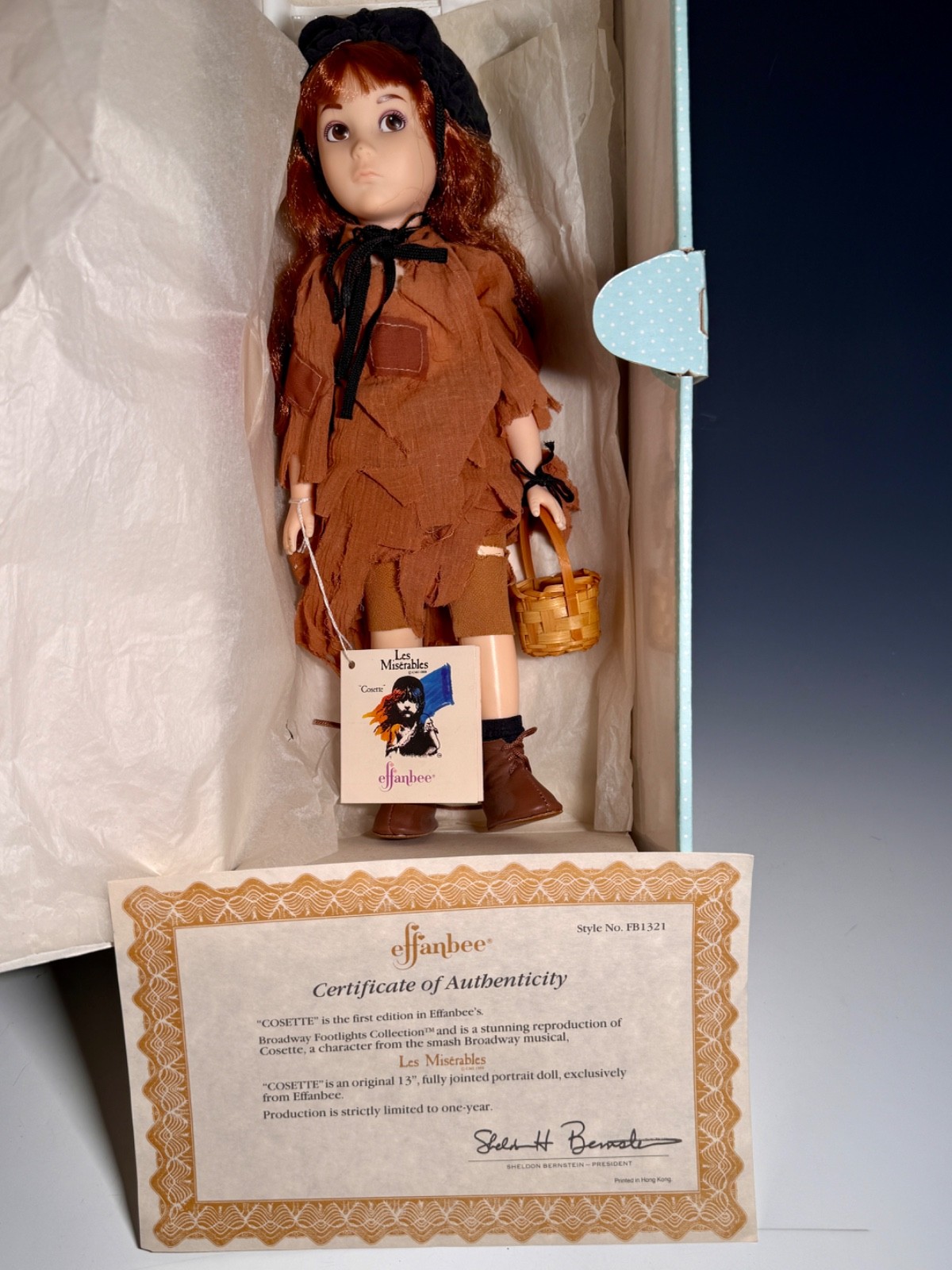 Les Miserables 13” Cosette Doll LE 1st Edition Effanbee Original Box VG 1986 New