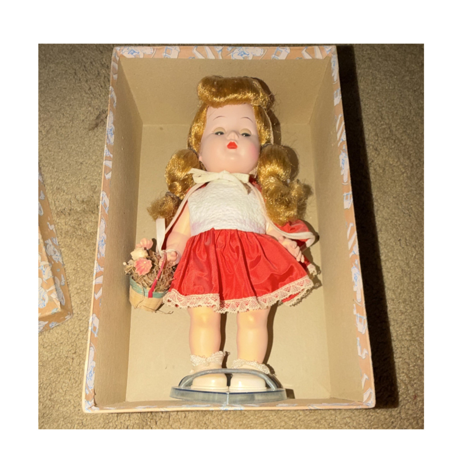 Vtg Doll’s Paradise Little Red Riding Hood Walking Doll Saran Wig 14in 1950s