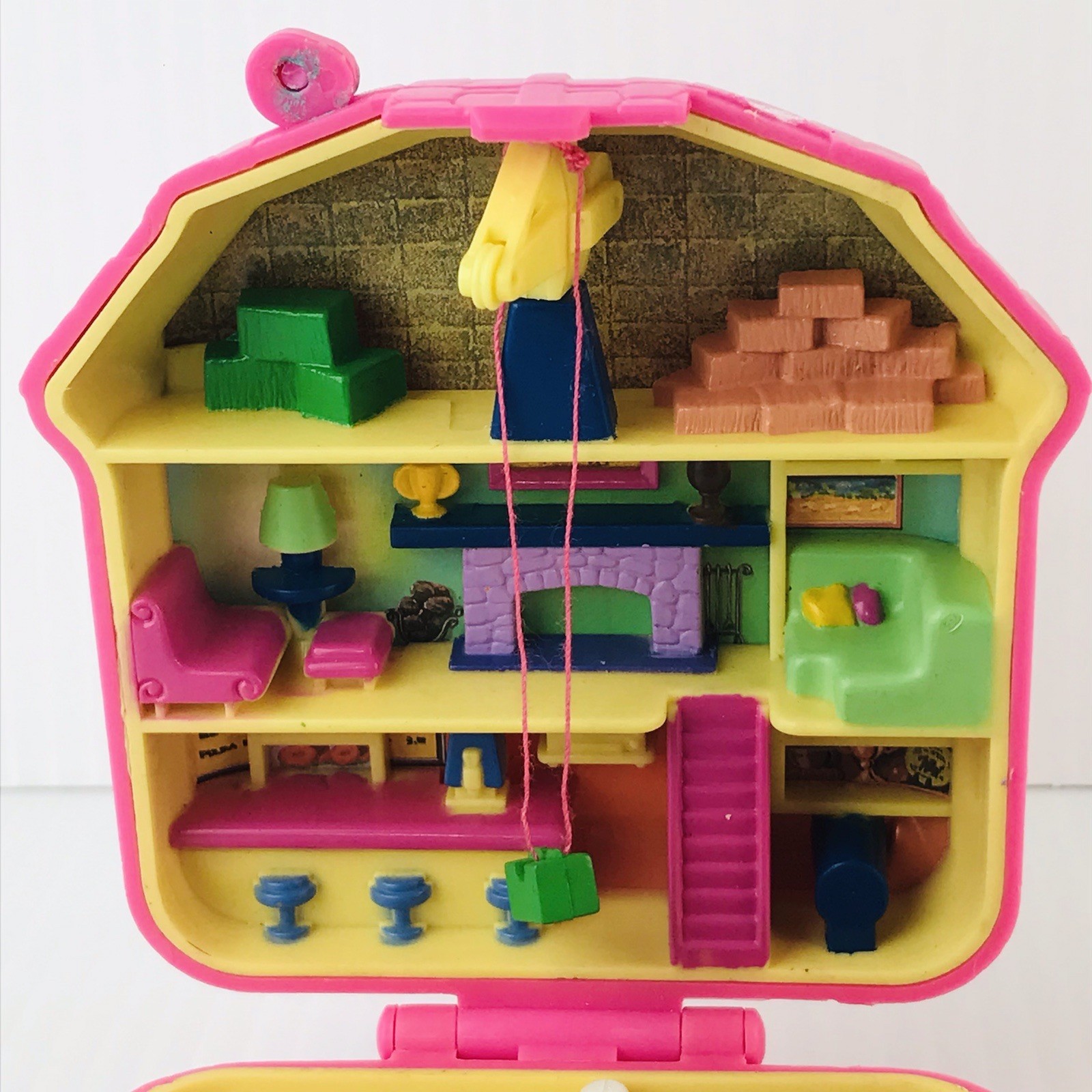 Polly Pocket Figures + Clone HAPPY TRAILS Club Horse Stable 1994 Vintage Compact