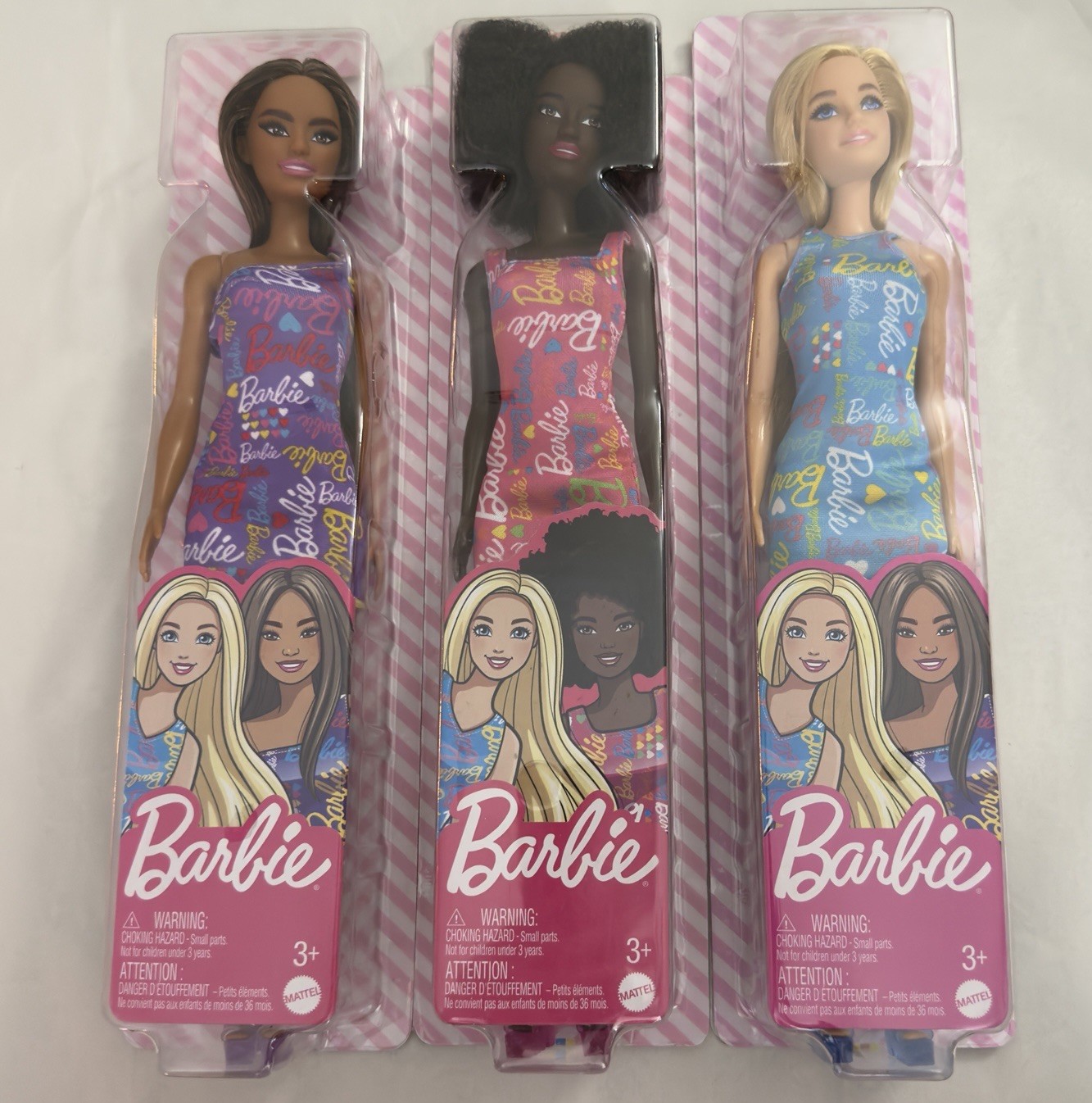 Set Of 3 Barbies Spellout Mini Dress Jelly Sandals Afro Curly Natural Hair New