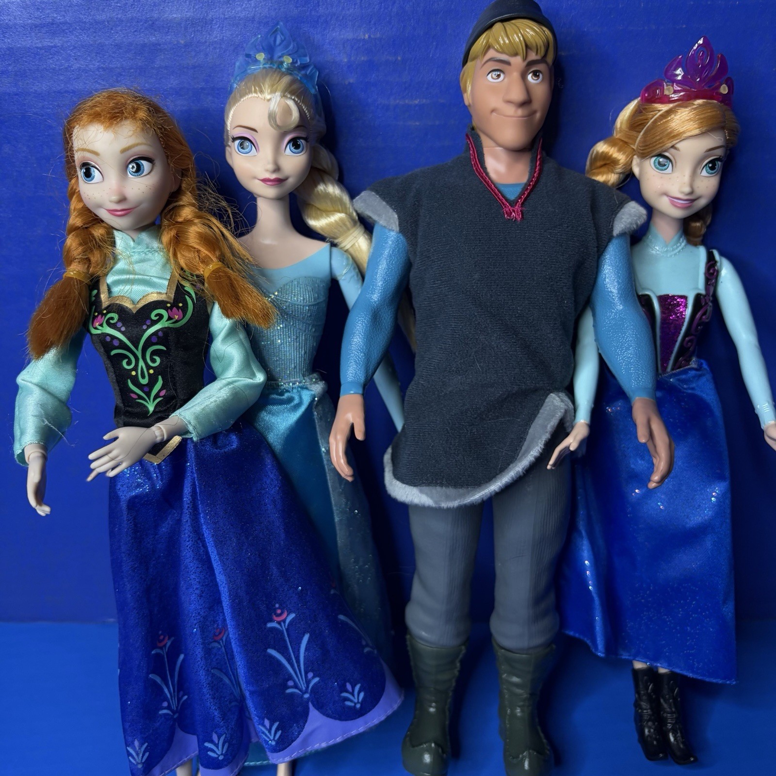 Disney Frozen Doll Lot Of 4 Kristoff Anna Elsa 12in With Clothes Mattel 2012