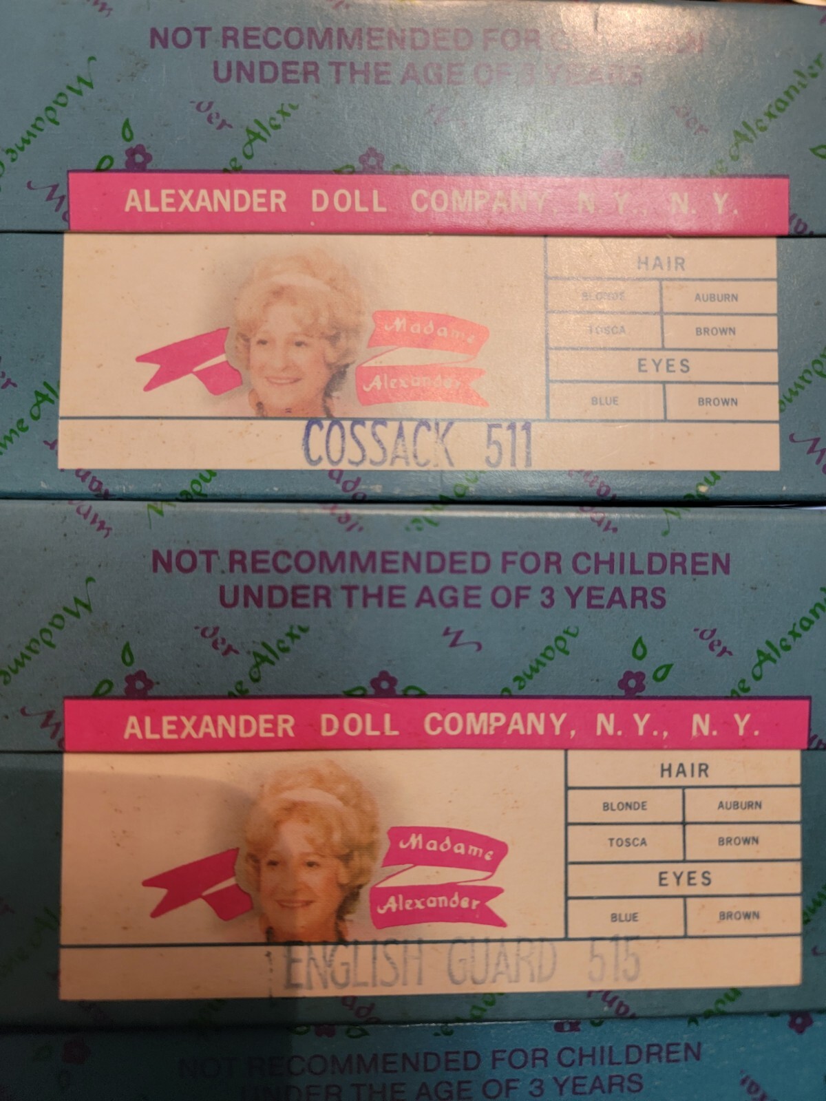 MADAME ALEXANDER – REPLACEMENT BOXES – EMPTY BOXES – SEVERAL WITH NECK BRACE