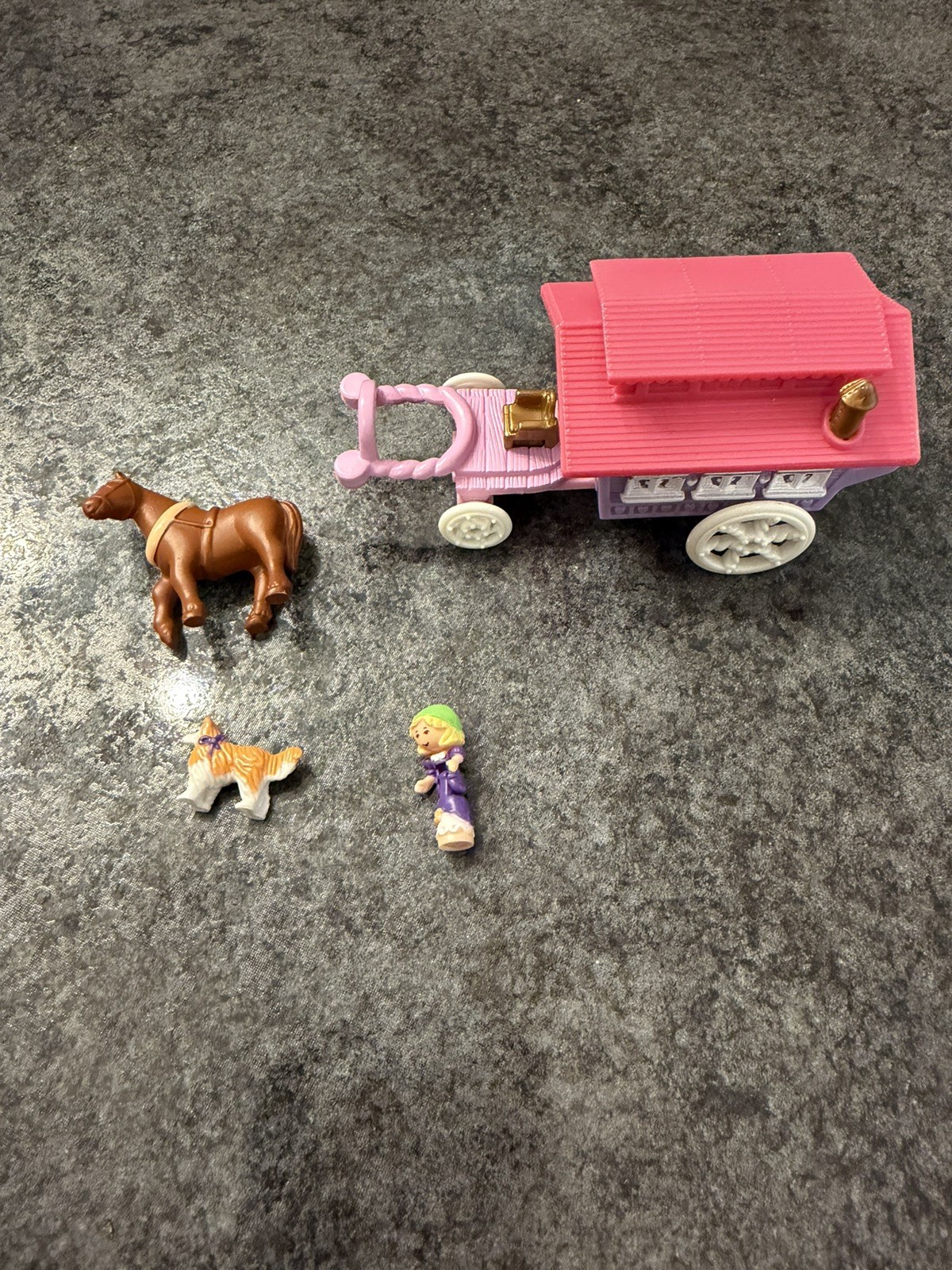 Polly Pocket 100% COMPLETE SET Circus Wagon On Go RARE Vintage 1995 Toy horse