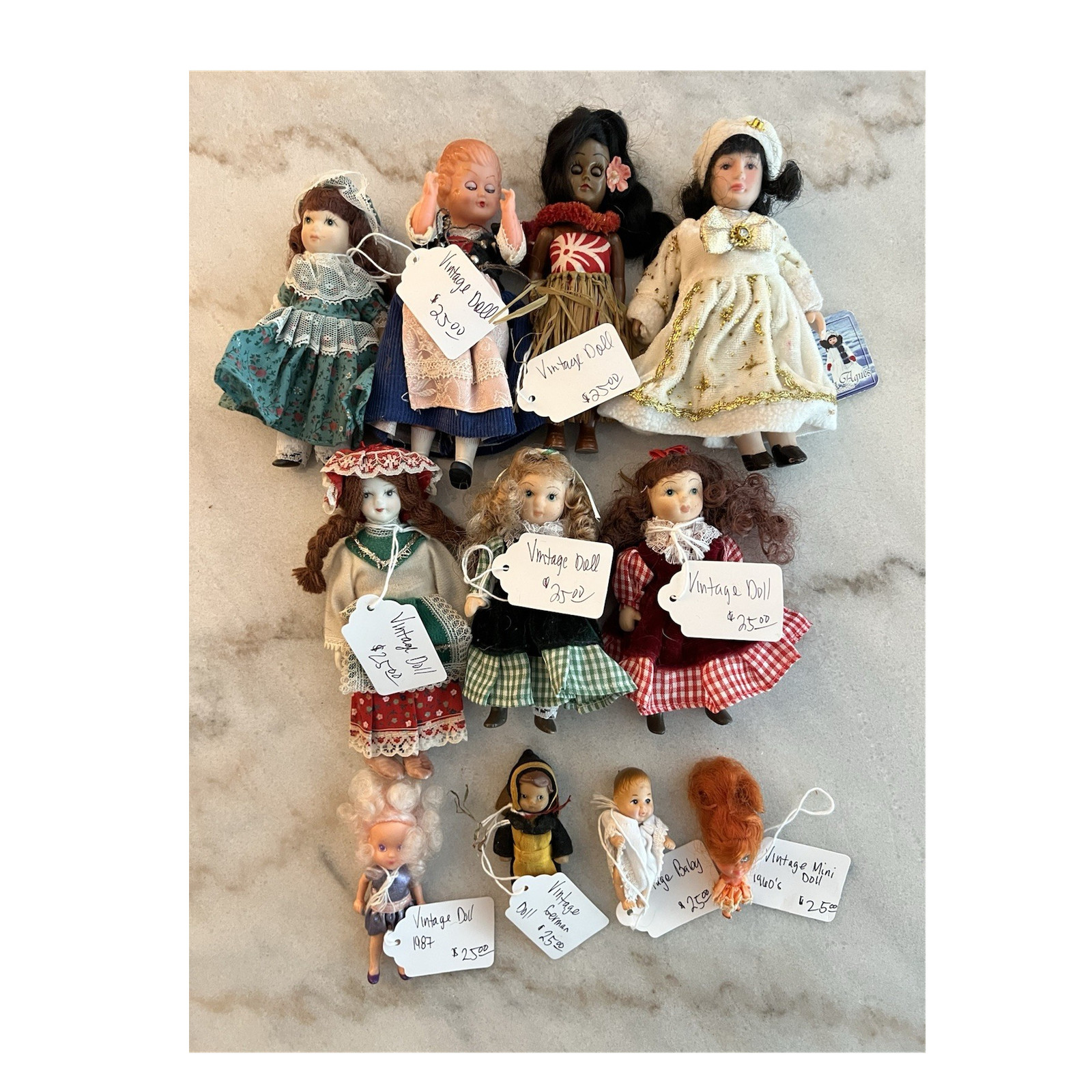 Vintage Fashion Dolls Lot of 11 Girl Dolls 1940s Cultures & Ethnicities