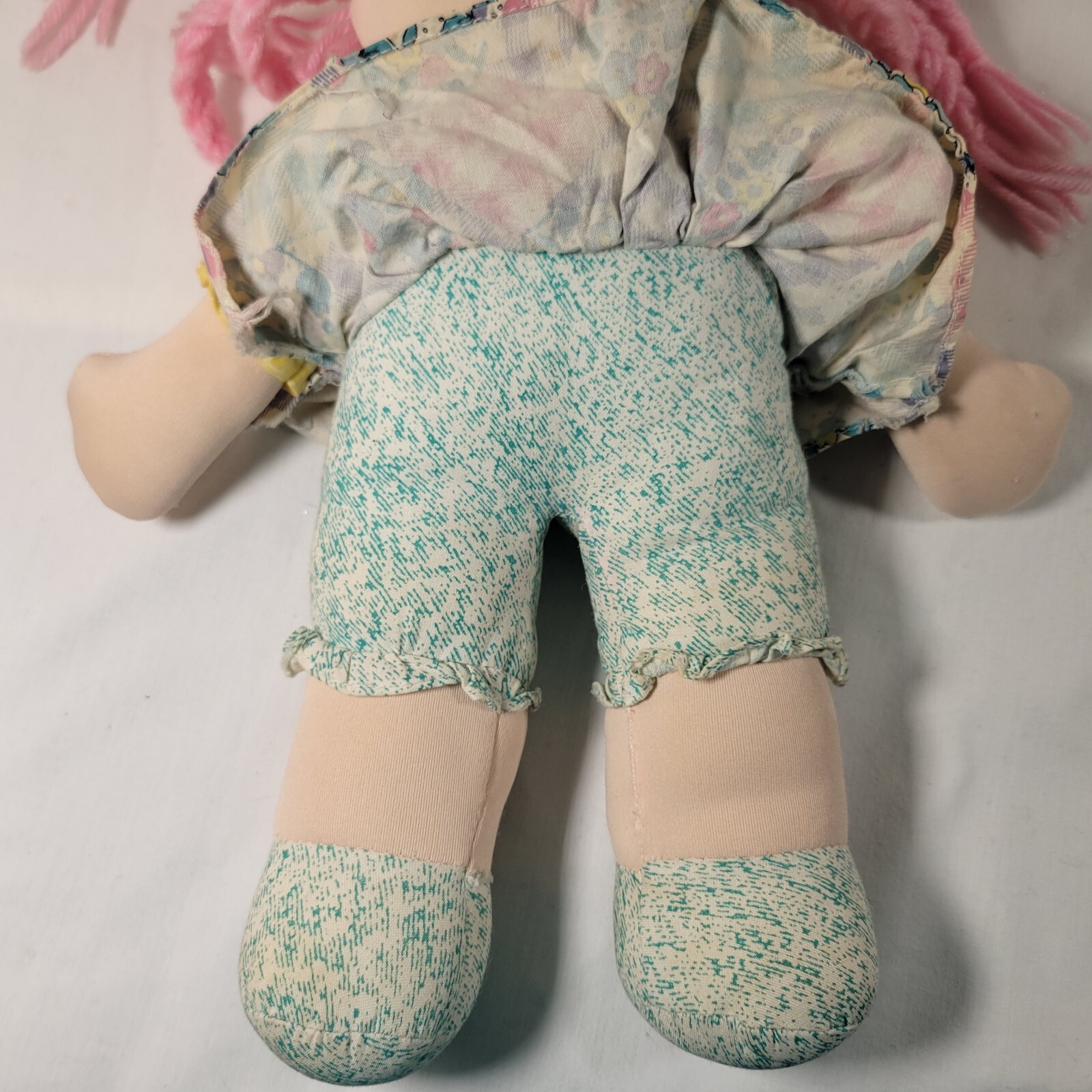 Vintage Cloth Doll Pink Braid Yarn Hair