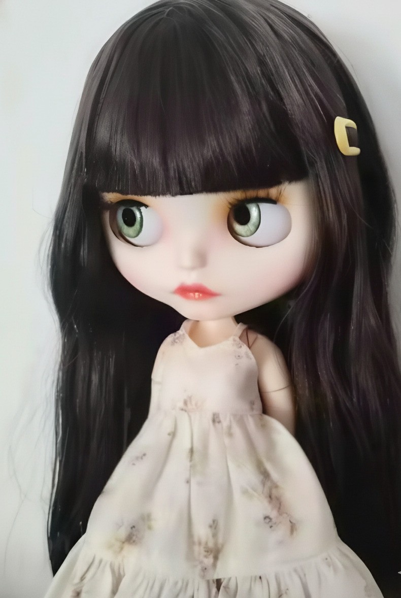 Blythe Doll Brown Black Hair Neo Custom Matte Face BJD 1/6 White Skin Toy OOAK