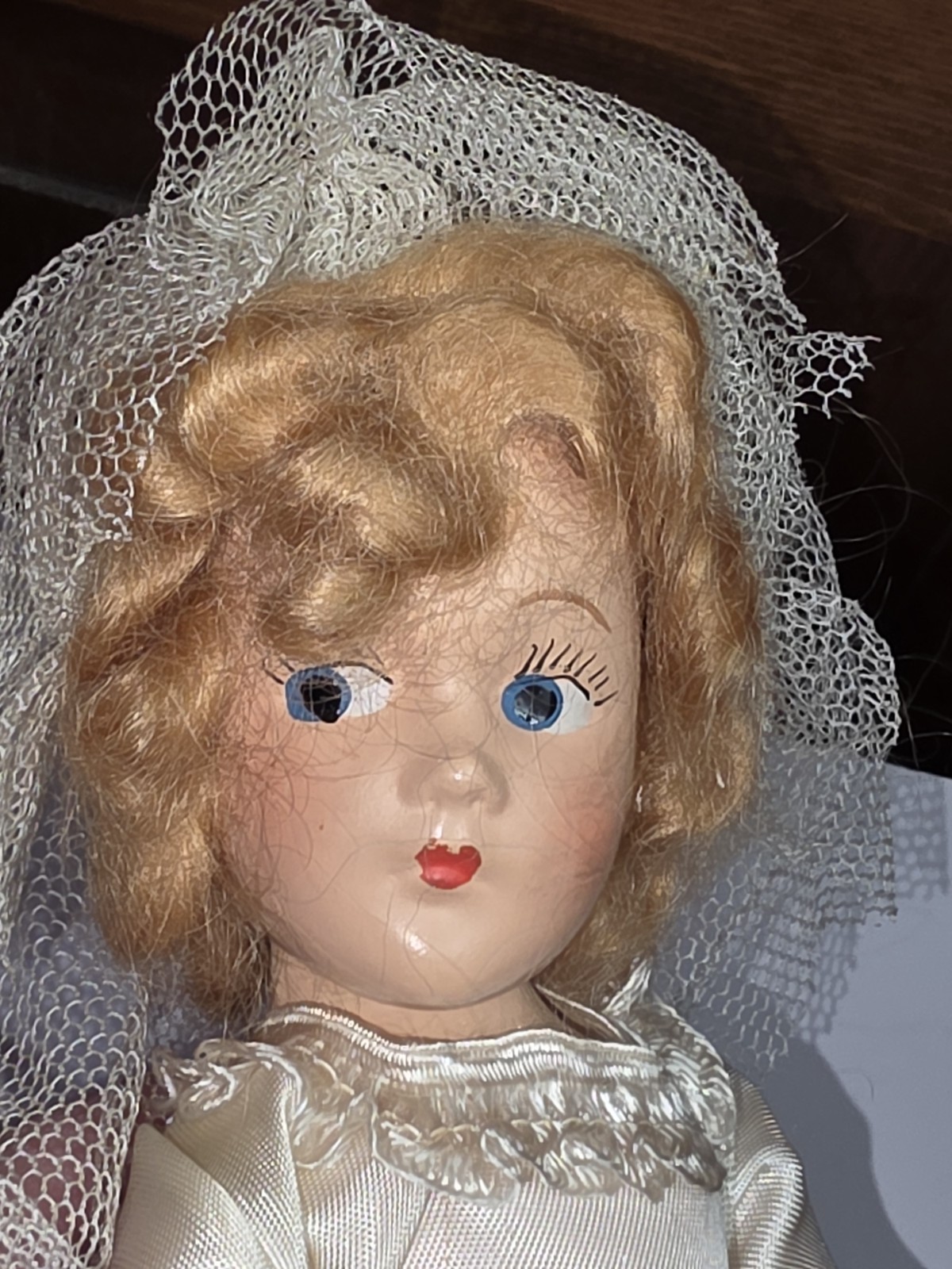 Vintage Composition Jointed Bride Doll 1930’s Dream World 11″