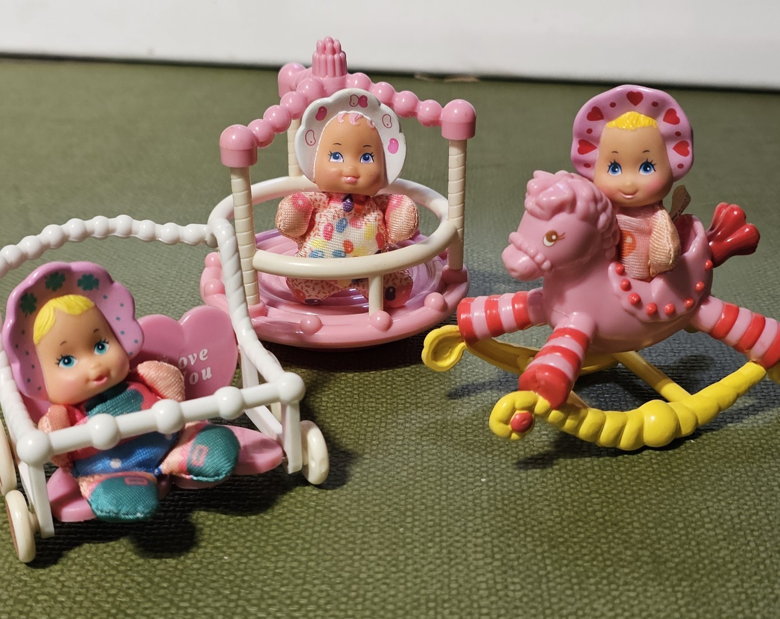 1989 Lewis Galoob So Small Babies Dolls Stroller Rocking Horse, Playgroud