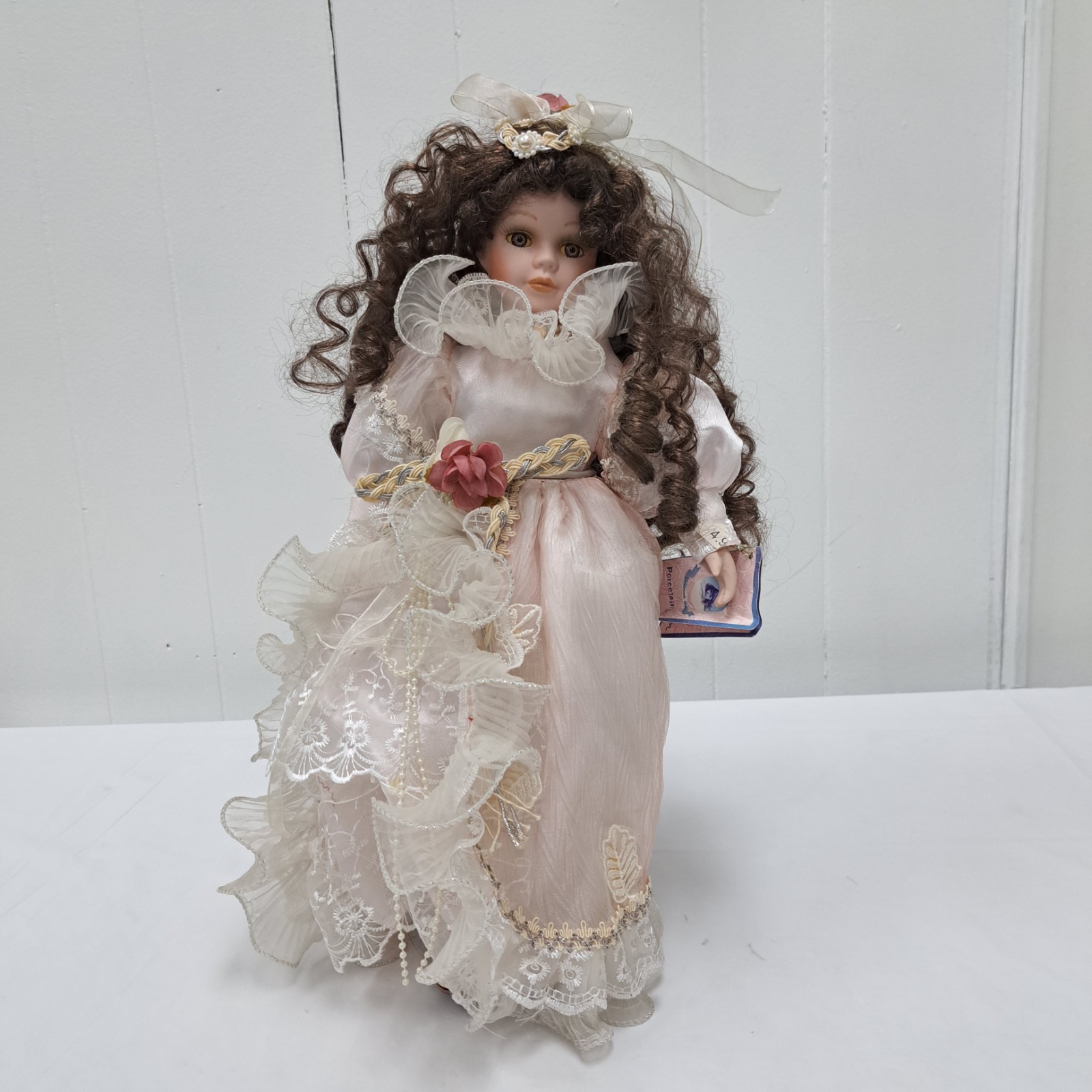 Goldenvale Collection Porcelain Doll Sophia Dress Curly Hair With A Base