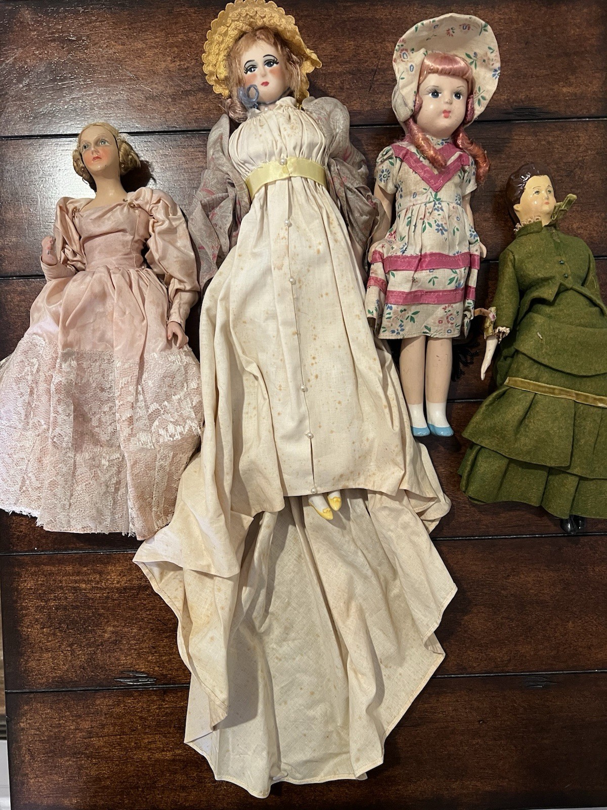 Antique/VTG Dolls Lot Of 4 Various Sizes 10” To Approximately 16”