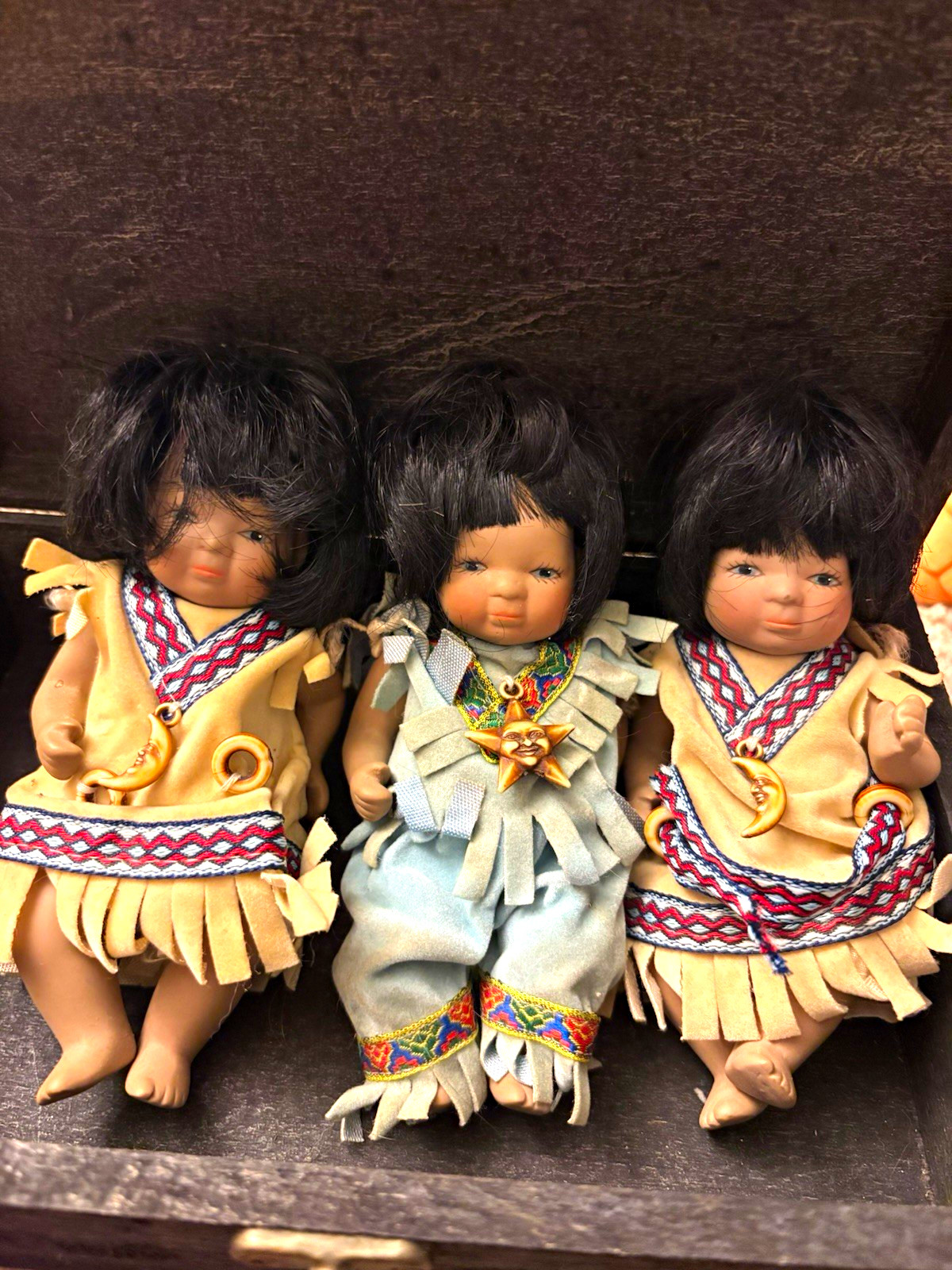 1940 Porcelain Little Indian Folk Art Dolls (3)