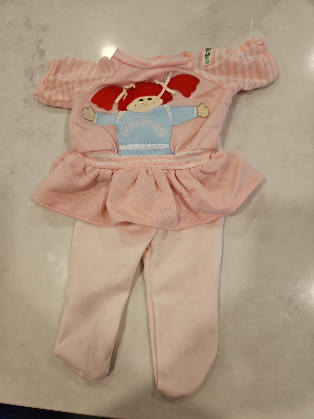 Cabbage patch kids light pink portrait dress with red hair W Pink Tights #511J