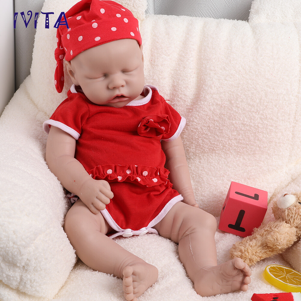 IVITA 18″ Eyes Closed Reborn Baby Full Body Floppy Silicone Lifelike Doll