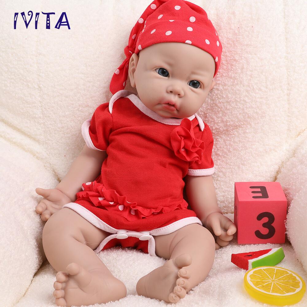 IVITA 17” Soft Silicone Reborn Baby Doll Realistic Girl Fullbody Silicone Doll