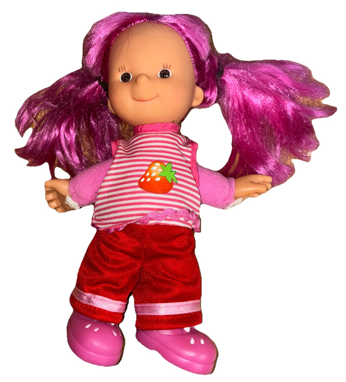 Vintage GI-GO TOYS Expressions DOLL Pink Hair Strawberry Shortcake Cloth Plastic