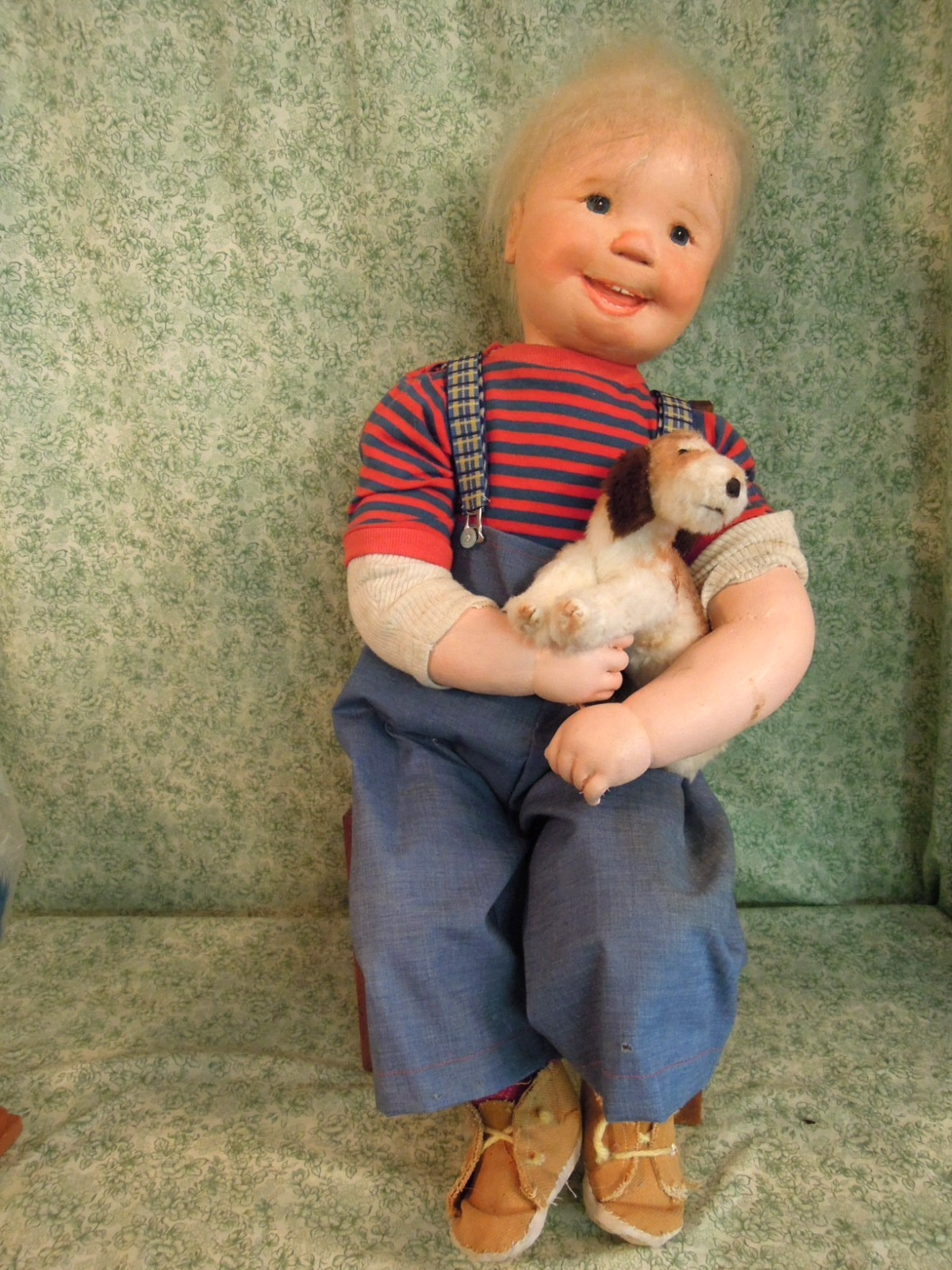 Den-768 Dianne DENGEL doll “A BOY & HIS DOG BUDDY” – 22 ” tall w/chair