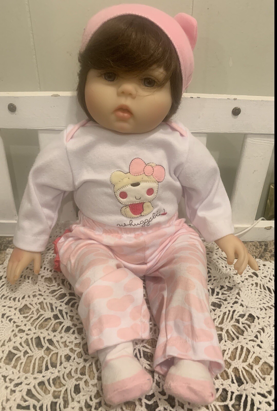Reborn Realistic Baby Doll 18″ Silicone Girl Lifelike brunette blue eyes kaydora