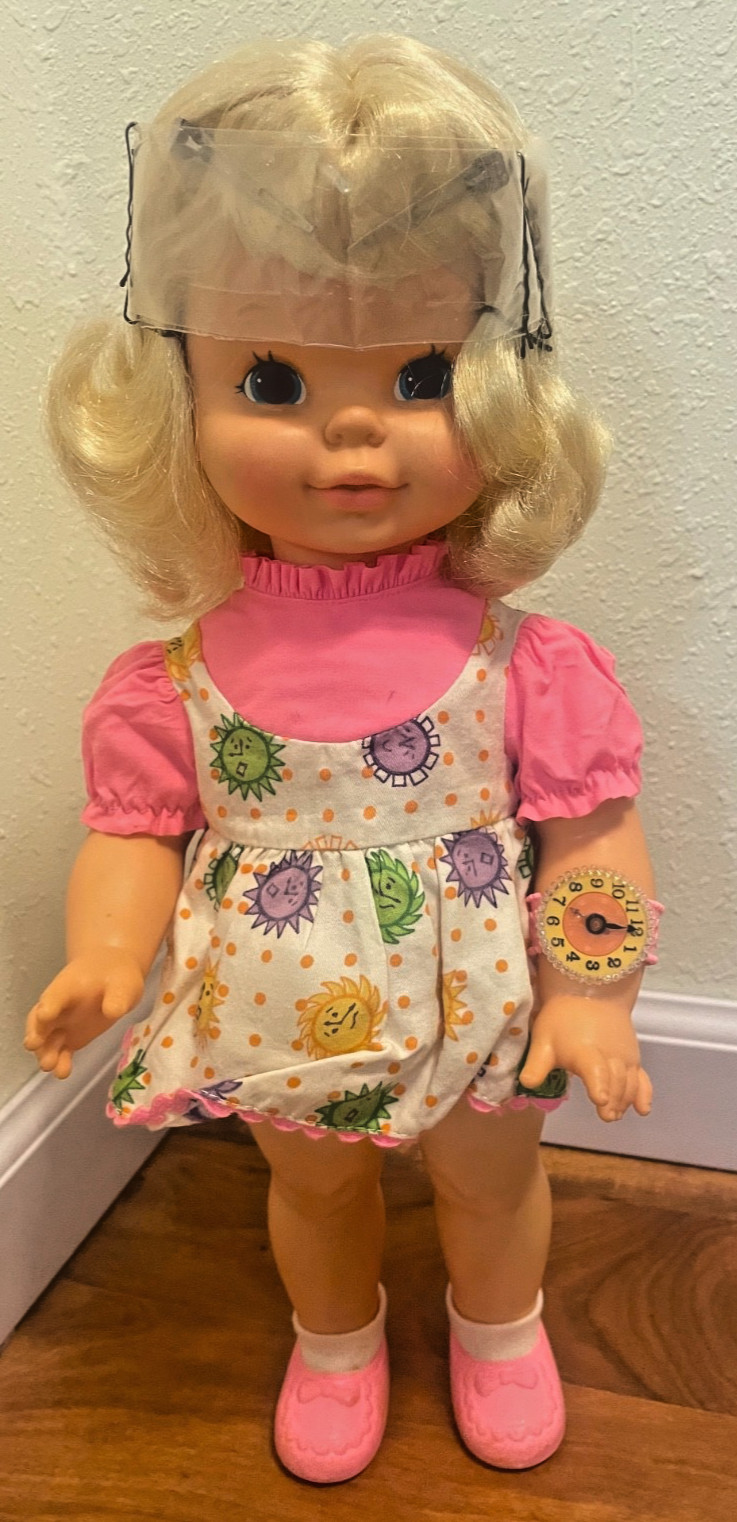 Vintage 1969 Vinyl Plastic Mattel Timey Tell Girl Character Girl Doll 17″ Tall