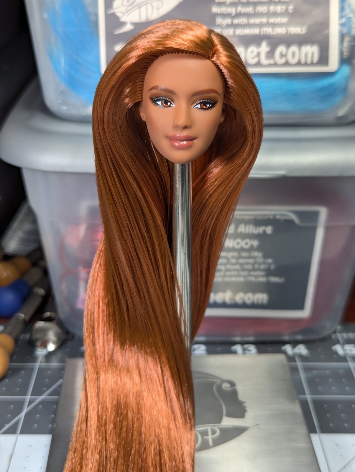 OOAK Custom Reroot Barbie Basics Neutral Kit 2 Tango Ginger Brwn Saran HEAD ONLY