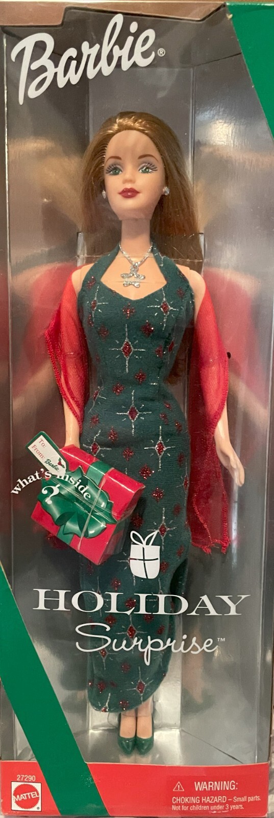 Vtg Holiday Surprise Barbie Doll Christmas Charm Necklace Gift 2000