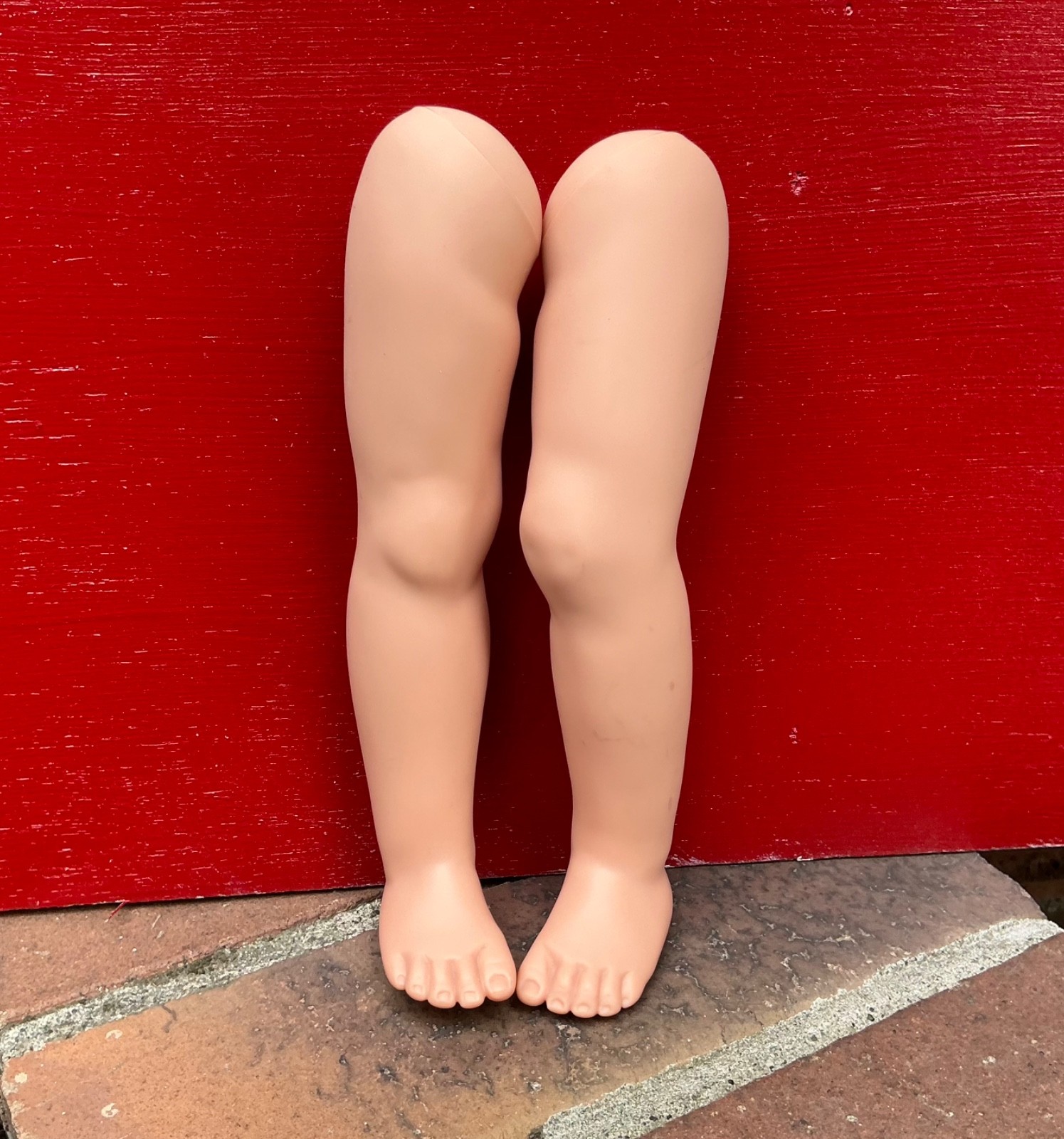 Pair of used 9 inch Doll legs Left Right Caucasian hard plastic