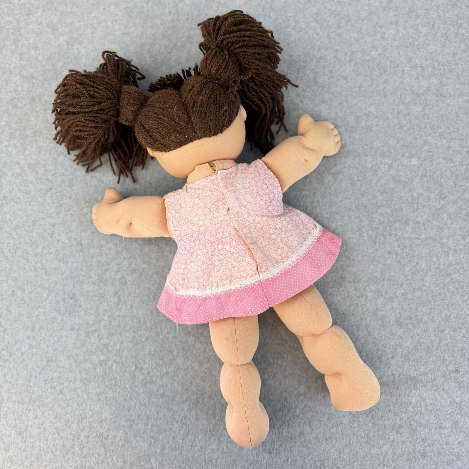 2004 Cabbage Patch Kids Play Along Brunette Pigtail Doll Pink Dress 16”