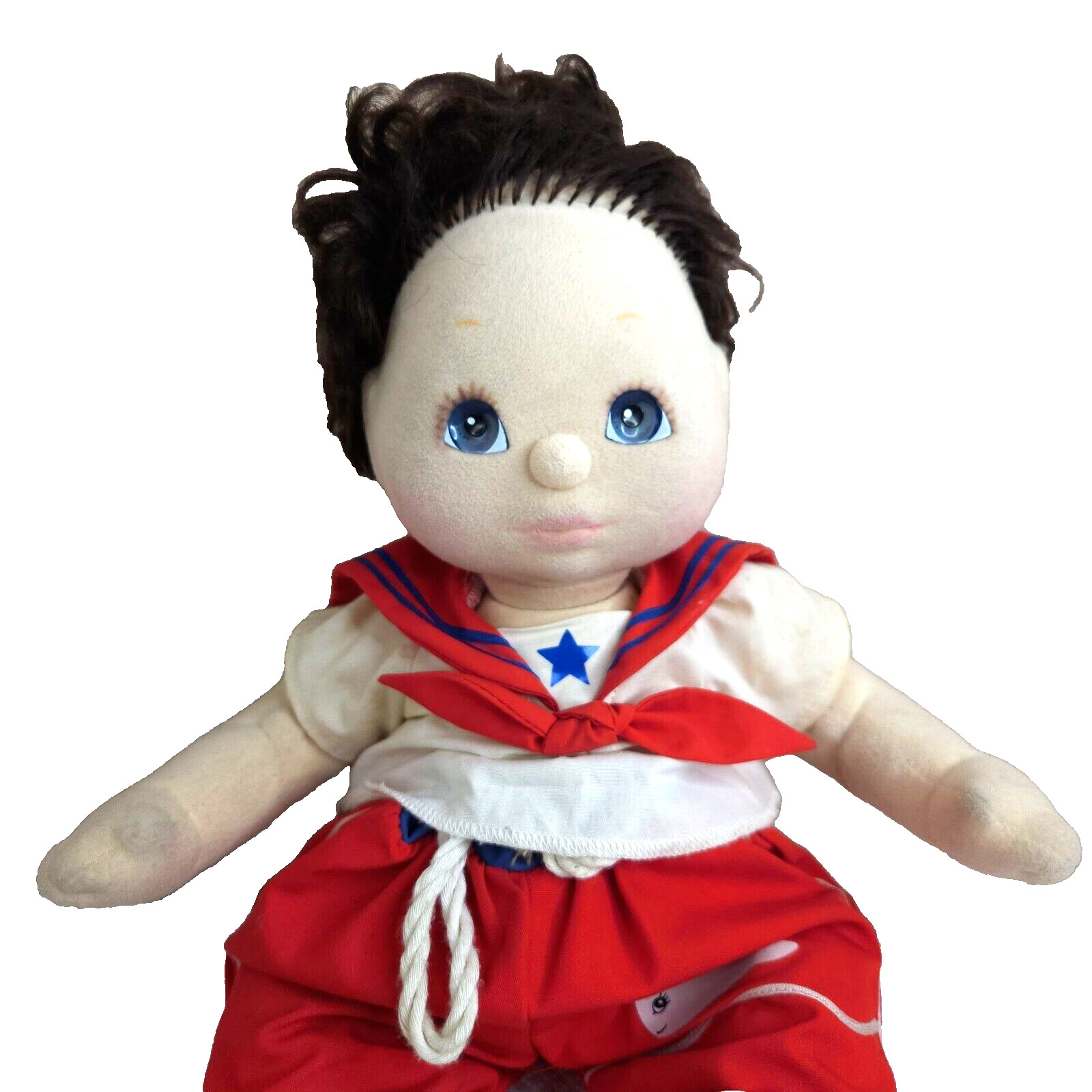 Vintage My Child Doll 1985 Boy Brunette Blue Eyes Red Sailor Outfit Shoes