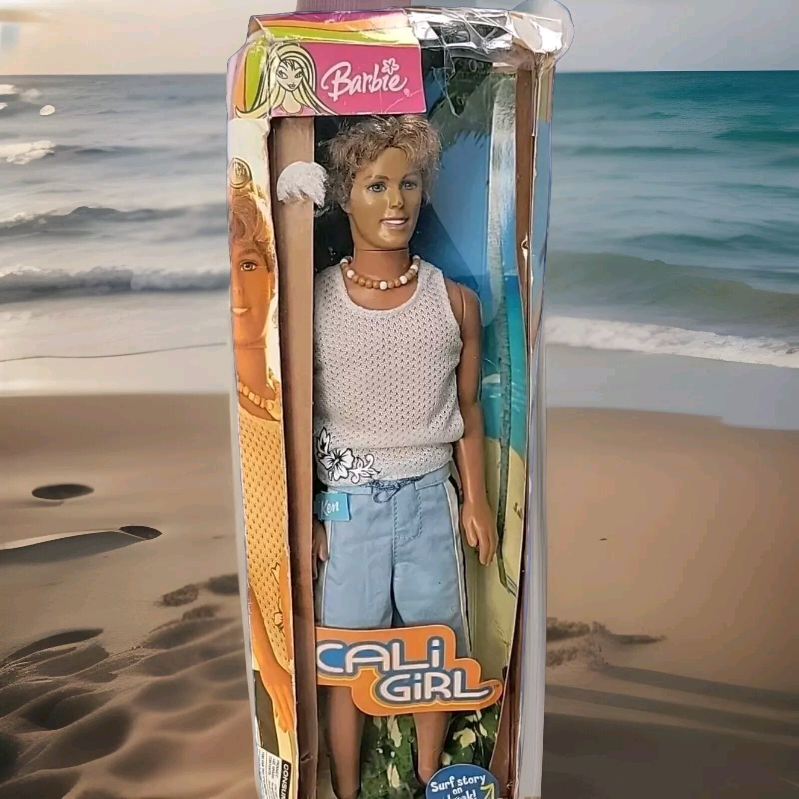 Mattel Barbie Cali Girl Ken #C6464 Box Damage NRFB Sun Tan Glasses Tank Shorts