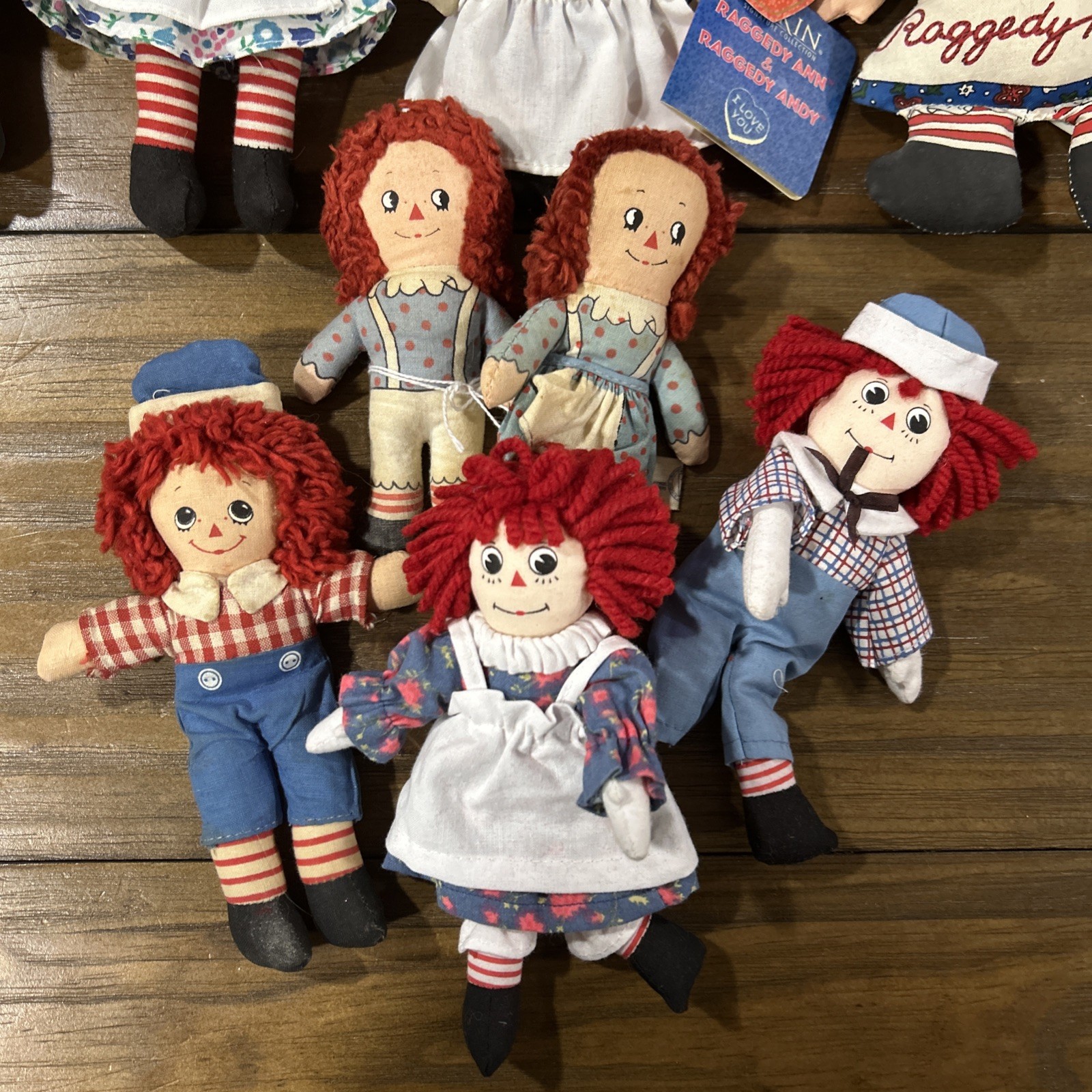 9 Vintage Raggedy Ann & Andy dolls Applesauce, knickerbocker & hallmark brand