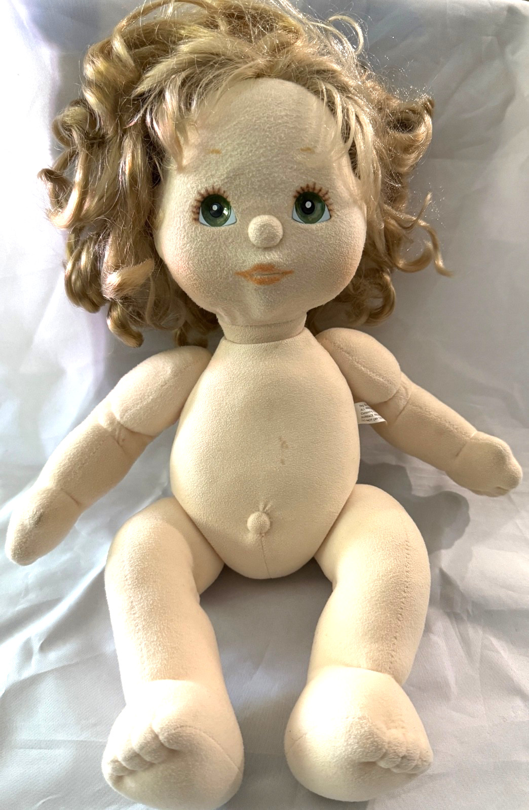 Vintage Mattel 1985 My Child Doll Green Eyes Ash Blonde Curls Curly Hair 14″