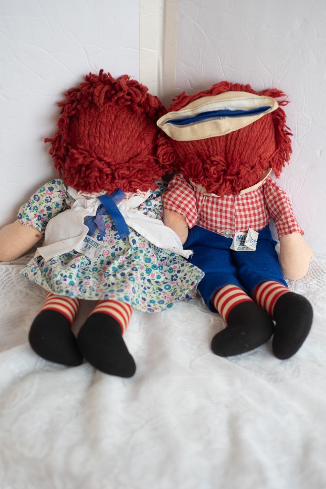 16″ Pair Vintage Knickerbocker RAGGEDY ANN & ANDY Cloth Dolls (#9)