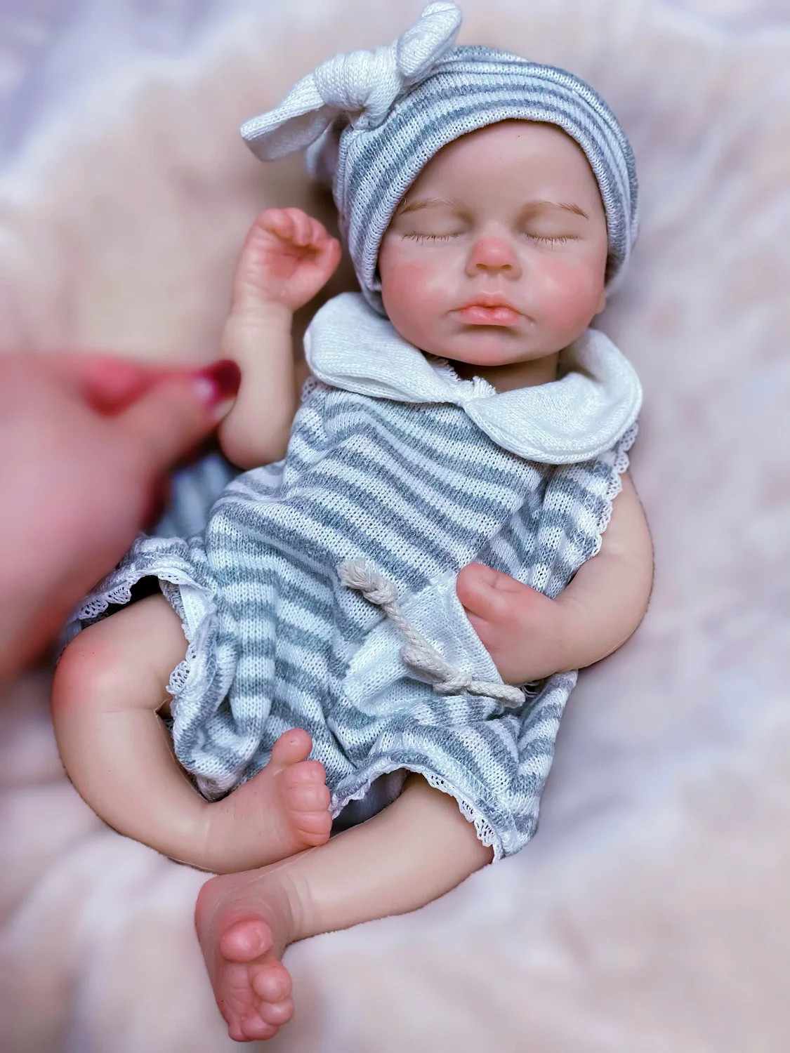 33cm Can Open Mouth Full Body Solid Silicone LouLou Reborn Girl and Boy Doll