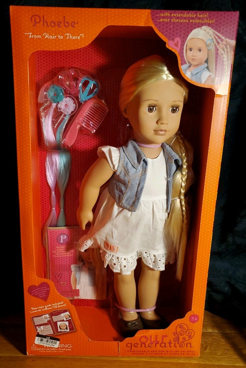 Our Generation Phoebe “From Hair to There” 18 inch Extendable Hair Grow Doll