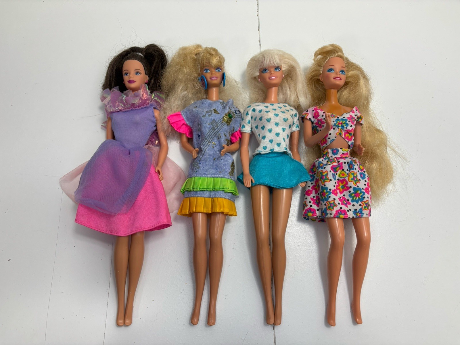 Vintage Lot Of 4 Mattel Barbie Dolls Blonde Brown Hair Redressed