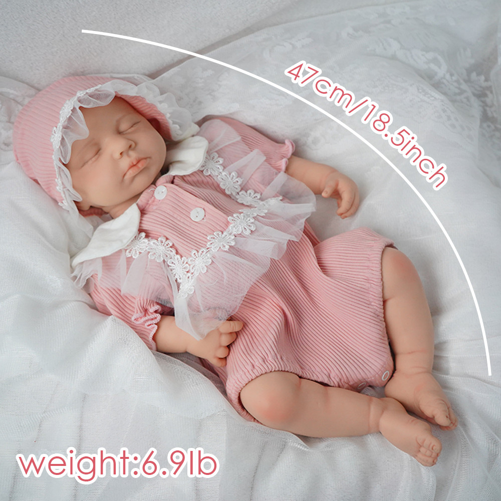 18.5” solid silicone doll silicone reborn doll silicone girl doll toys gifts