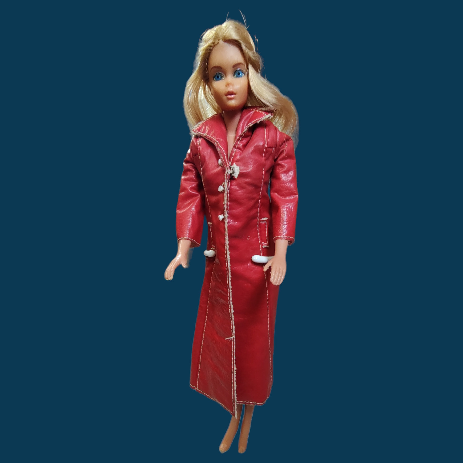 1966 MOD TNT CO-CO Barbie W/Rooted Lashes, FANCIE Long Red Coat & matching Skirt