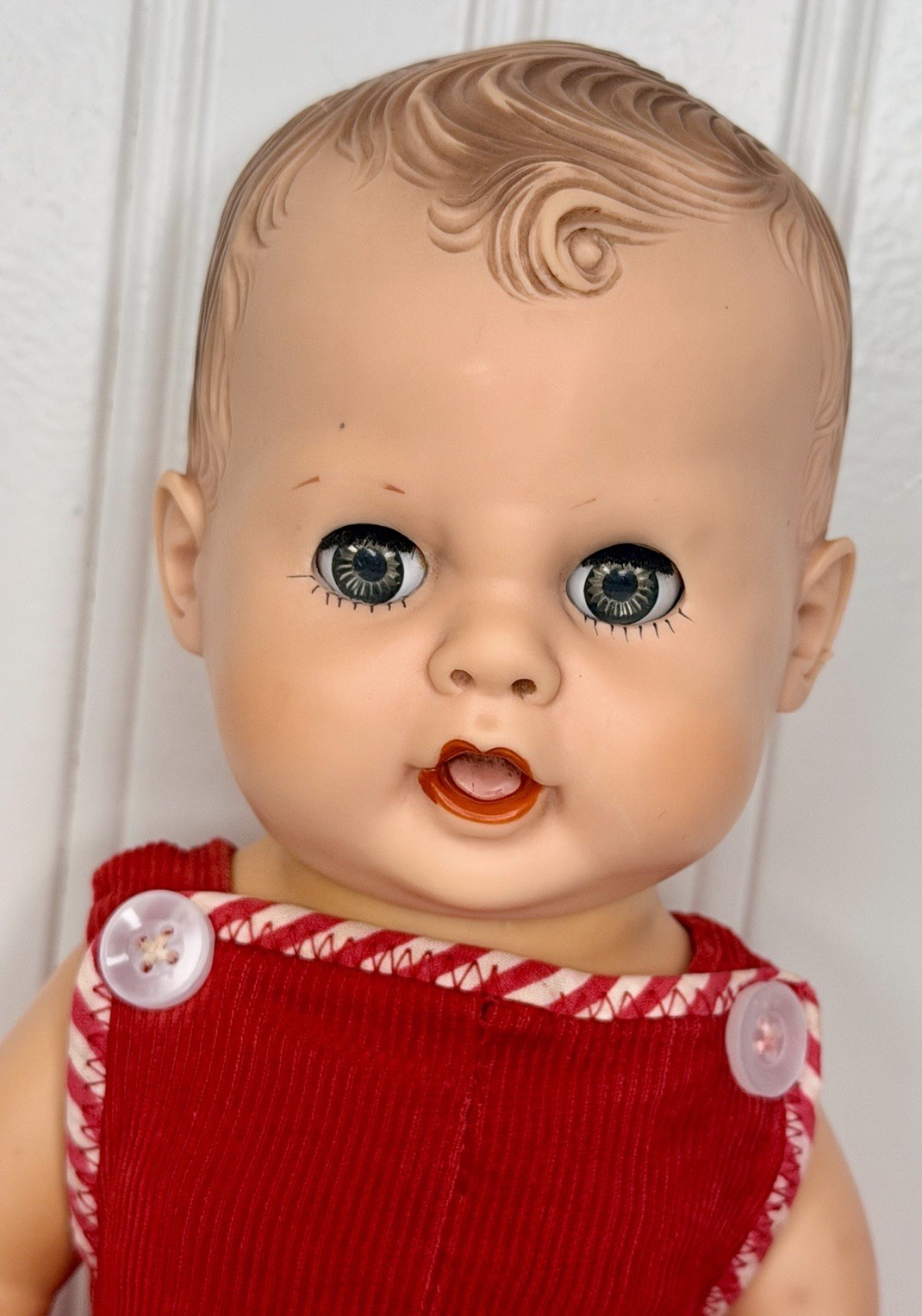 Vintage Horsman Doll Squeaker Super-Flex Body Short Molded Hair 15” Open Mouth