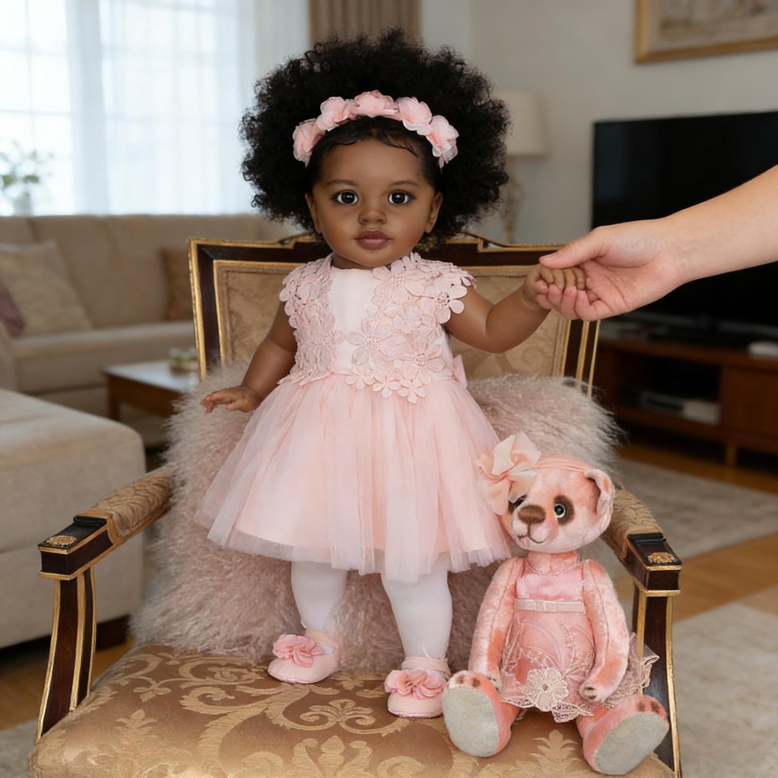26 Inch African American Reborn Toddler Baby Dolls Black Girl Soft Cloth Body