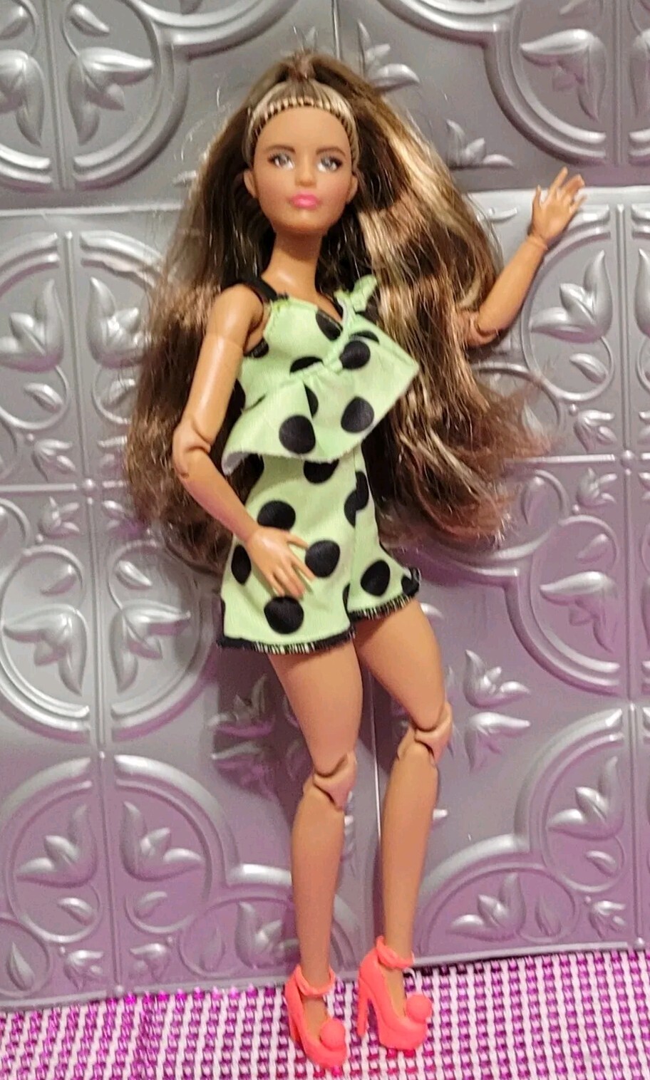 Nude Hybrid Barbie Doll, Petite, Brown Hair, blonde Highlights Made to Move Body