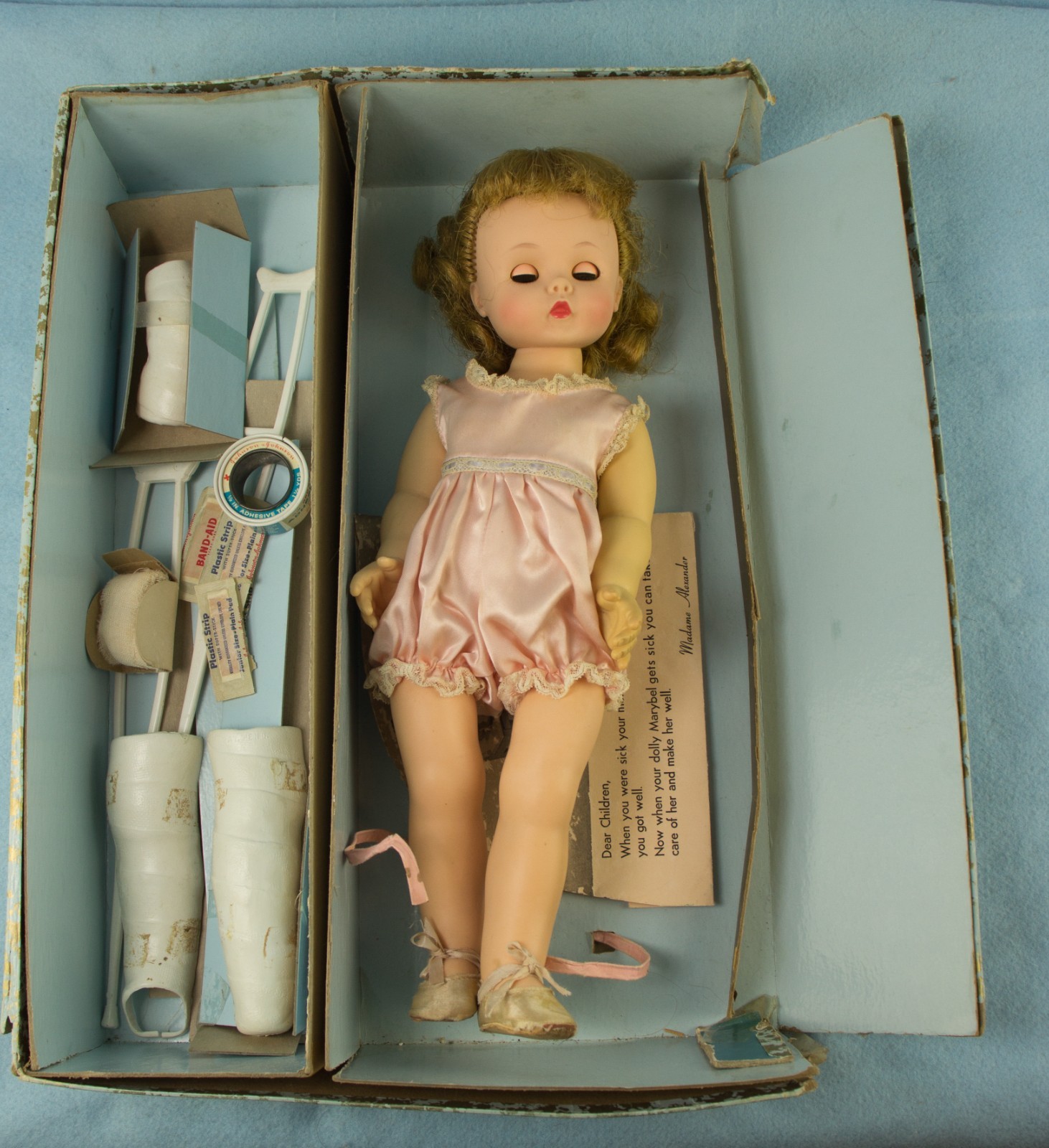 Vintage 1958 Madame Alexander Marybel The Doll That Gets Well Box & Accessories